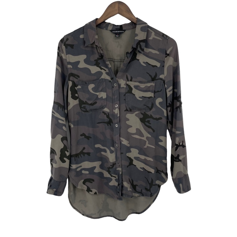 Rock & Republic Gray Camo Button Up Shirt